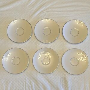 VTG Lexon X-446 Ivory China Platinum Rimmed Sauce 6inch 6 Set Made In Us